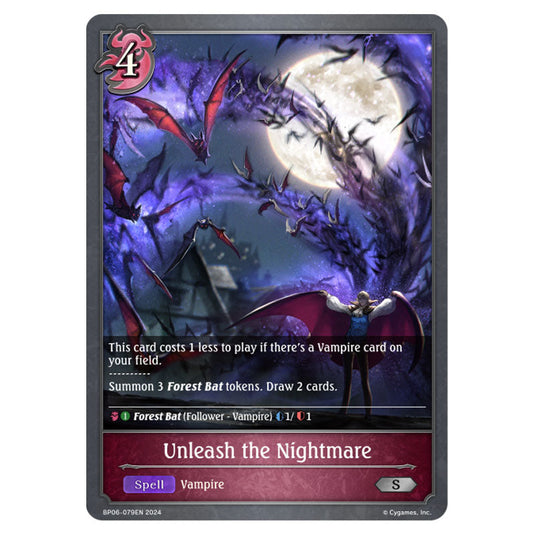 Unleash the Nightmare BP06-079EN card from the Shadowverse: Evolve set Paragons of the Colosseum