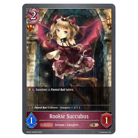 Rookie Succubus BP06-083EN card from the Shadowverse: Evolve set Paragons of the Colosseum