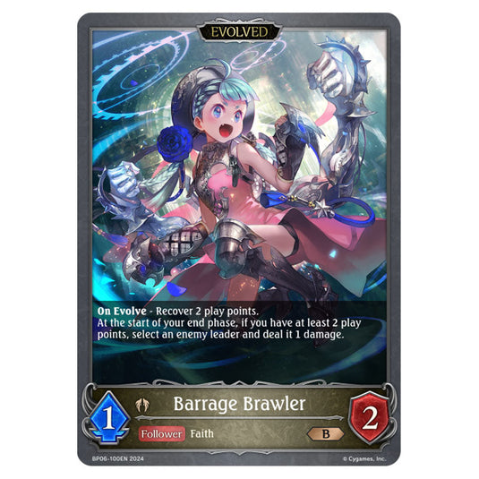 Barrage Brawler BP06-100EN card from the Shadowverse: Evolve set Paragons of the Colosseum