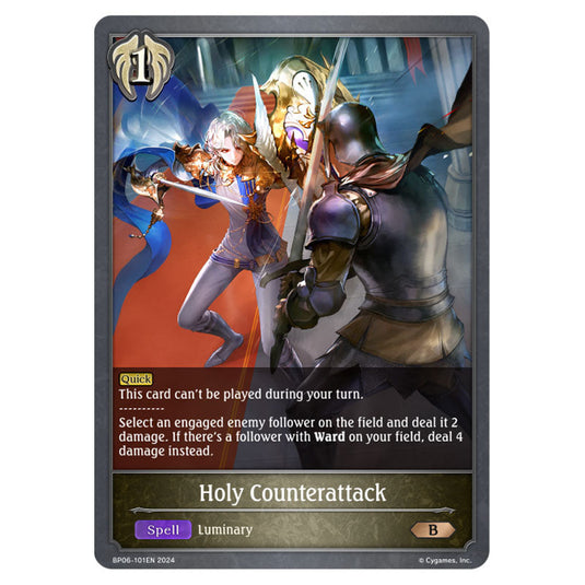 Holy Counterattack BP06-101EN card from the Shadowverse: Evolve set Paragons of the Colosseum