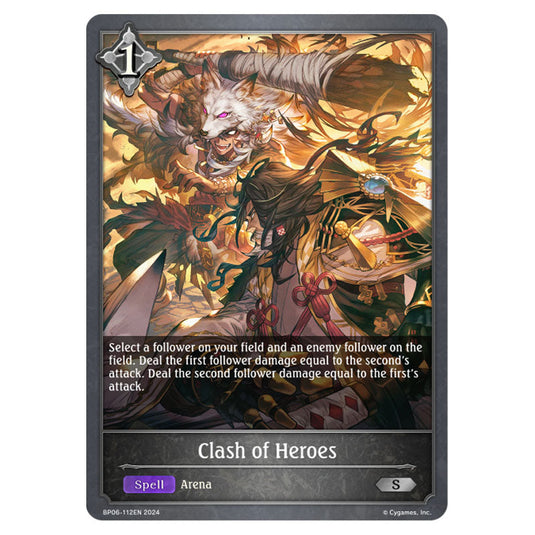 Clash of Heroes BP06-112EN card from the Shadowverse: Evolve set Paragons of the Colosseum