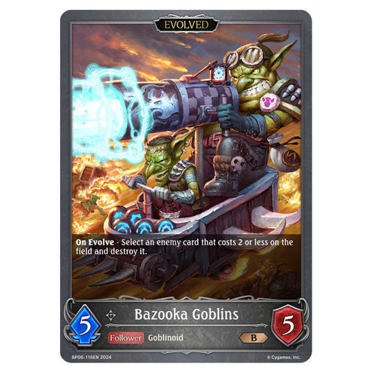 Bazooka Goblins BP06-116EN card from the Shadowverse: Evolve set Paragons of the Colosseum