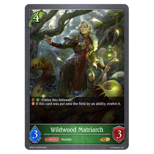 Wildwood Matriarch BP06-P01EN card from the Shadowverse: Evolve set Paragons of the Colosseum