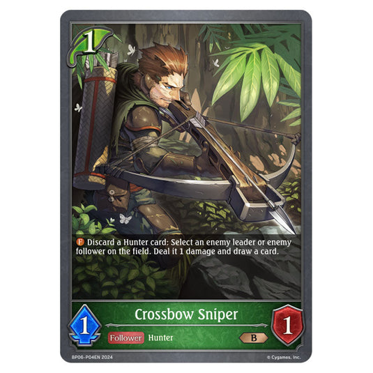 Crossbow Sniper BP06-P04EN card from the Shadowverse: Evolve set Paragons of the Colosseum