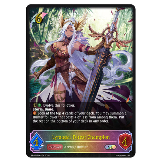 Lymaga, Forest Champion BP06-SL01EN card from the Shadowverse: Evolve set Paragons of the Colosseum