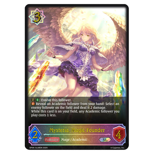 Mysteria, Magic Founder BP06-SL08EN card from the Shadowverse: Evolve set Paragons of the Colosseum