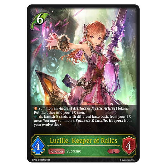Lucille, Keeper of Relics BP10-003EN card from the Shadowverse: Evolve set Gods of the Arcana