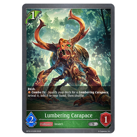Lumbering Carapace BP10-012EN card from the Shadowverse: Evolve set Gods of the Arcana
