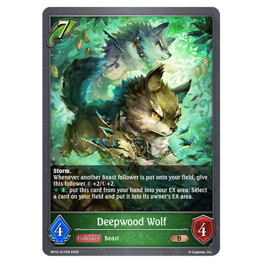 Deepwood Wolf BP10-017EN card from the Shadowverse: Evolve set Gods of the Arcana