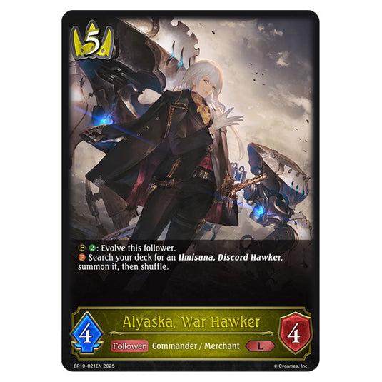 Alyaska, War Hawker BP10-021EN card from the Shadowverse: Evolve set Gods of the Arcana