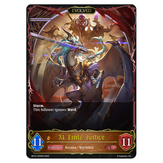 XI. Erntz, Justice BP10-055EN card from the Shadowverse: Evolve set Gods of the Arcana