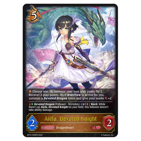 Aiela, Devoted Knight BP10-056EN card from the Shadowverse: Evolve set Gods of the Arcana