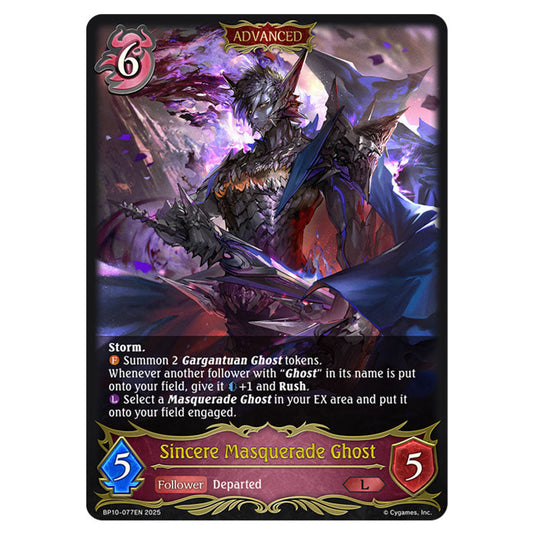 Sincere Masquerade Ghost BP10-077EN card from the Shadowverse: Evolve set Gods of the Arcana