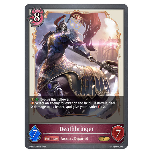 Deathbringer BP10-078EN card from the Shadowverse: Evolve set Gods of the Arcana