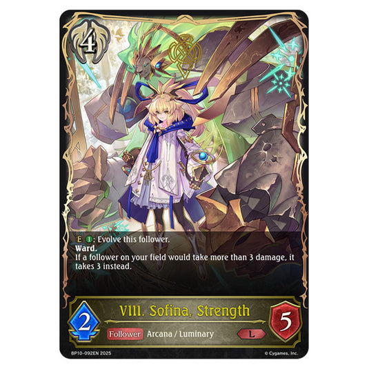 VIII. Sofina, Strength BP10-092EN card from the Shadowverse: Evolve set Gods of the Arcana