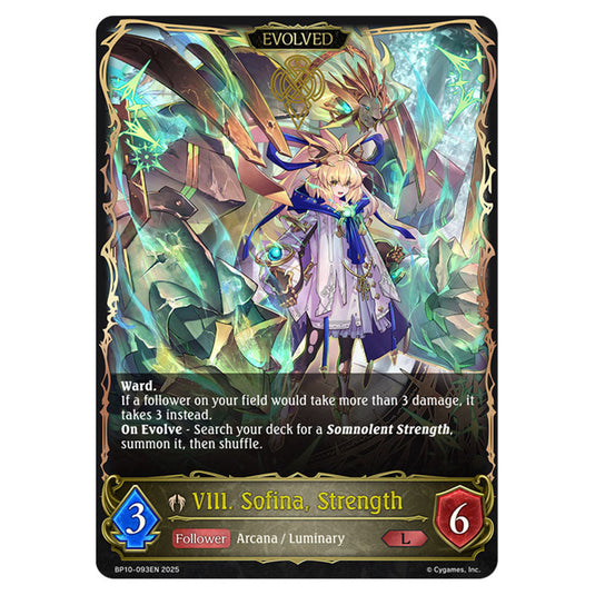 VIII. Sofina, Strength BP10-093EN card from the Shadowverse: Evolve set Gods of the Arcana