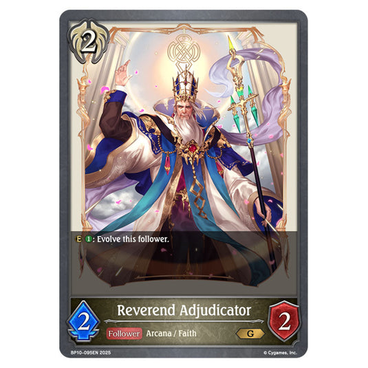 Reverend Adjudicator BP10-095EN card from the Shadowverse: Evolve set Gods of the Arcana