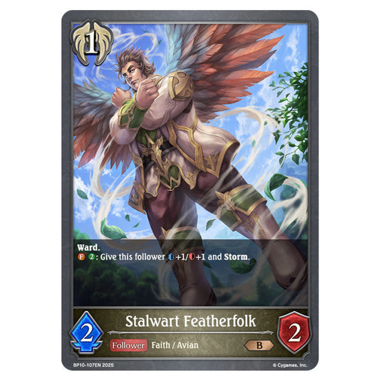 Stalwart Featherfolk BP10-107EN card from the Shadowverse: Evolve set Gods of the Arcana
