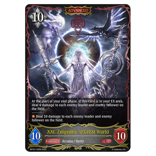 XXI. Zelgenea, O Great World BP10-110EN card from the Shadowverse: Evolve set Gods of the Arcana