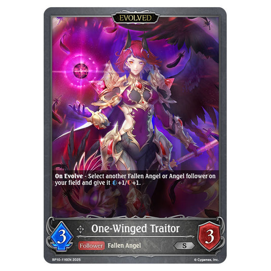 One-Winged Traitor BP10-116EN card from the Shadowverse: Evolve set Gods of the Arcana