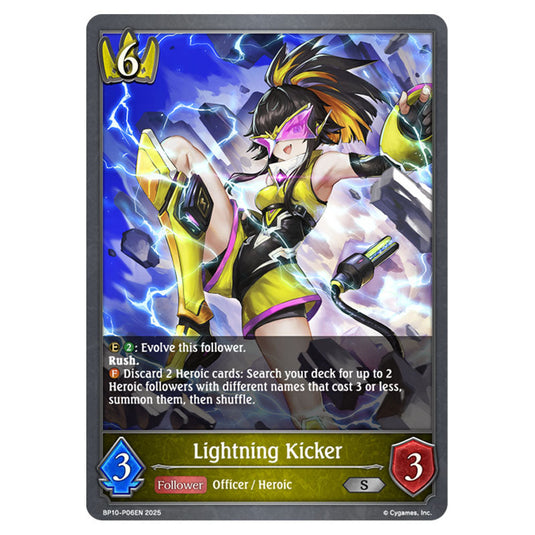Lightning Kicker BP10-P06EN card from the Shadowverse: Evolve set Gods of the Arcana
