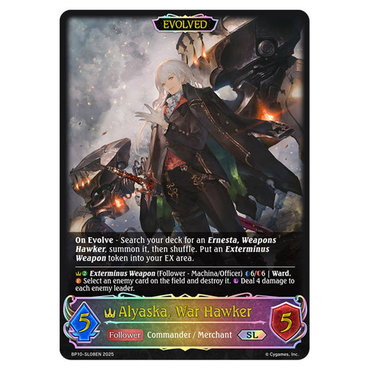 Alyaska, War Hawker BP10-SL08EN card from the Shadowverse: Evolve set Gods of the Arcana