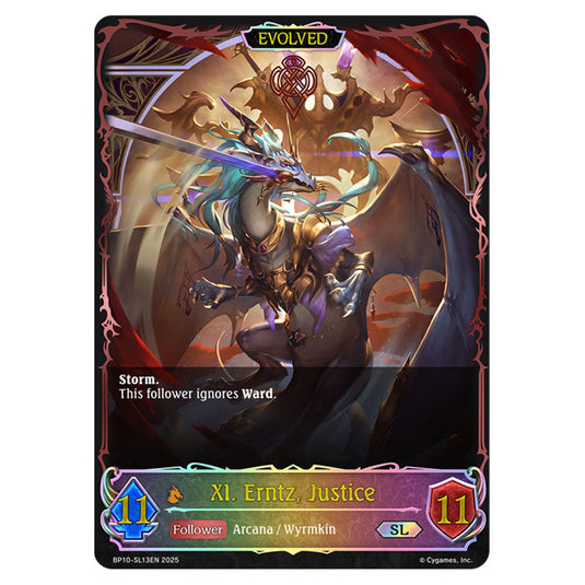 XI. Erntz, Justice BP10-SL13EN card from the Shadowverse: Evolve set Gods of the Arcana
