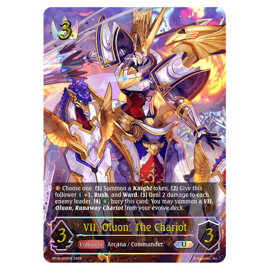 VII. Oluon, The Chariot BP10-U02EN card from the Shadowverse: Evolve set Gods of the Arcana