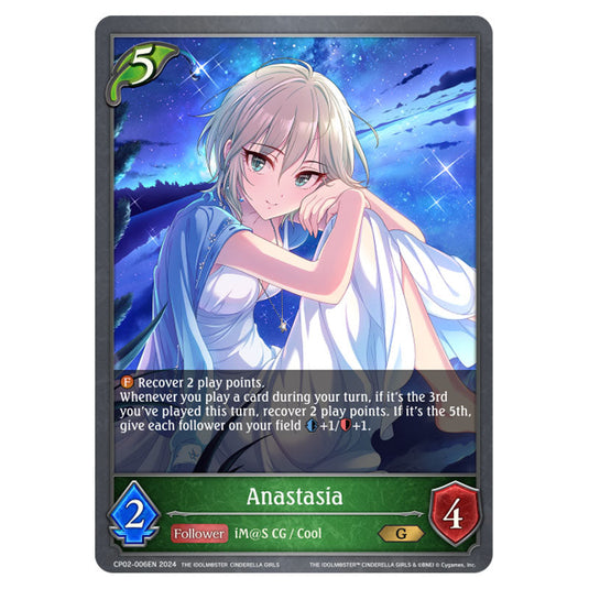 Anastasia CP02-006EN card from the Shadowverse: Evolve set THE IDOLM@STER CINDERELLA GIRLS