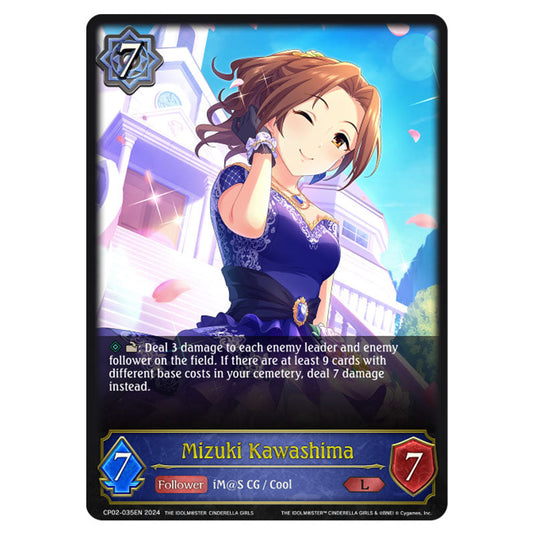 Mizuki Kawashima CP02-035EN card from the Shadowverse: Evolve set THE IDOLM@STER CINDERELLA GIRLS