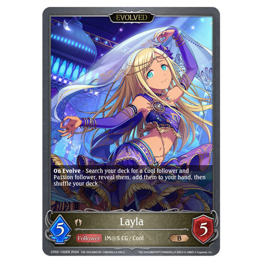 Layla CP02-100EN card from the Shadowverse: Evolve set THE IDOLM@STER CINDERELLA GIRLS