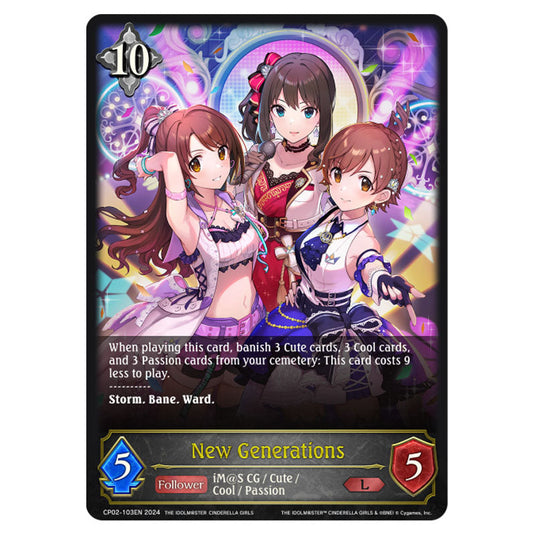 New Generations CP02-103EN card from the Shadowverse: Evolve set THE IDOLM@STER CINDERELLA GIRLS