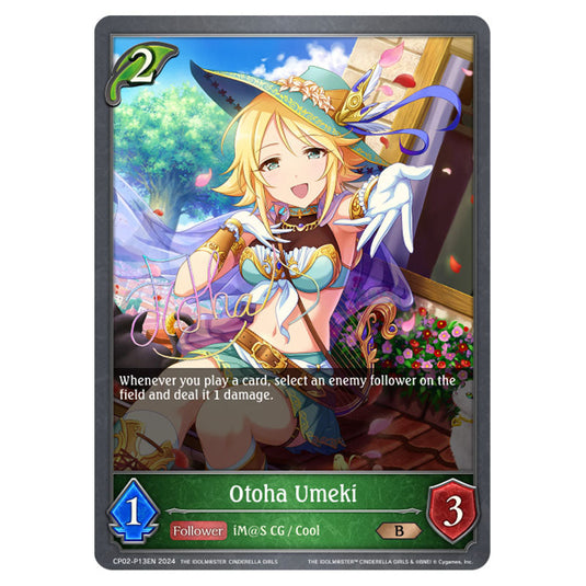 Otoha Umeki CP02-P13EN card from the Shadowverse: Evolve set THE IDOLM@STER CINDERELLA GIRLS