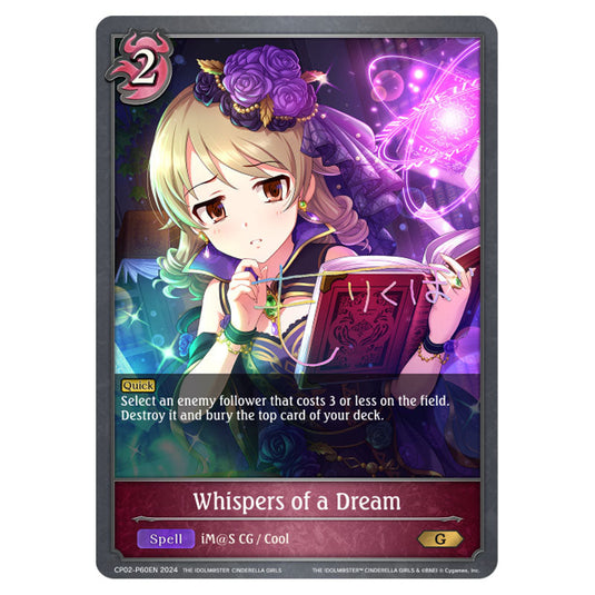 Whispers of a Dream CP02-P60EN card from the Shadowverse: Evolve set THE IDOLM@STER CINDERELLA GIRLS