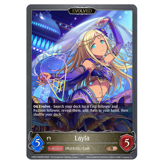 Layla CP02-P82EN card from the Shadowverse: Evolve set THE IDOLM@STER CINDERELLA GIRLS