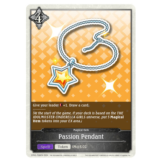 Passion Pendant CP02-T08EN card from the Shadowverse: Evolve set THE IDOLM@STER CINDERELLA GIRLS