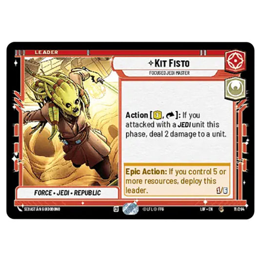 Kit Fisto Focused Jedi Master  card from the Star Wars Unlimited set Legends of the Force