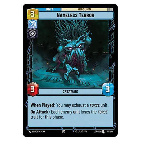 Nameless Terror  card from the Star Wars Unlimited set Legends of the Force