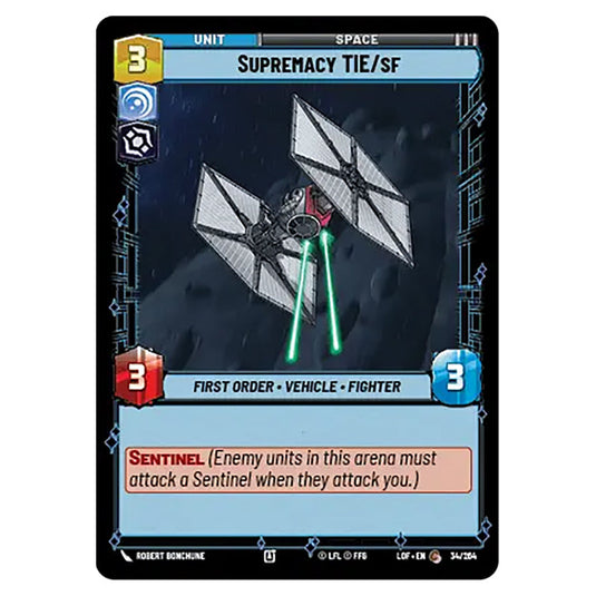 Supremacy TIE/sf  card from the Star Wars Unlimited set Legends of the Force