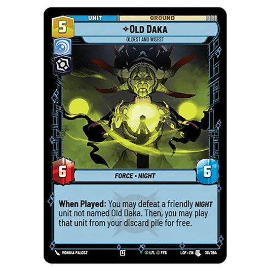 Old Daka Oldest and Wisest  card from the Star Wars Unlimited set Legends of the Force