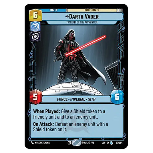 Darth Vader Twilight of the Apprentice  card from the Star Wars Unlimited set Legends of the Force