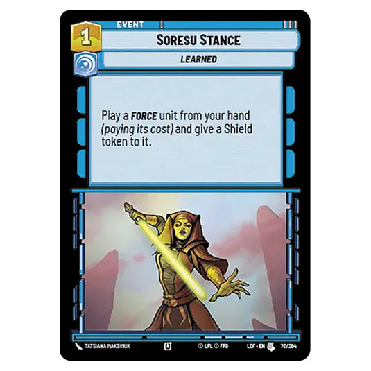 Soresu Stance  card from the Star Wars Unlimited set Legends of the Force