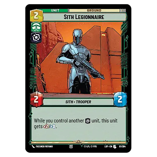 Sith Legionnaire  card from the Star Wars Unlimited set Legends of the Force