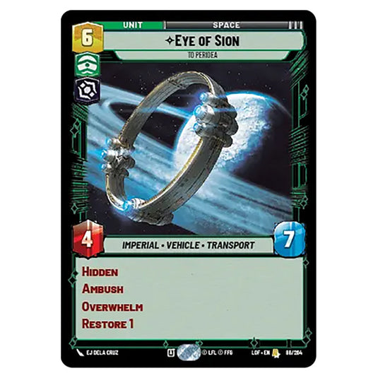 Eye of Sion To Peridea  card from the Star Wars Unlimited set Legends of the Force