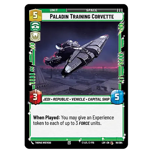 Paladin Training Corvette  card from the Star Wars Unlimited set Legends of the Force