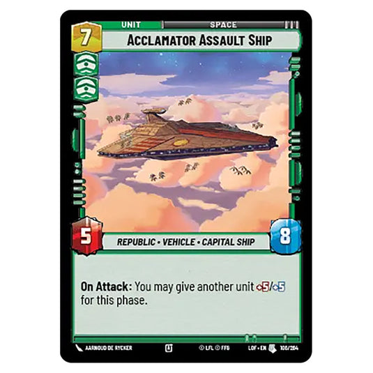 Acclamator Assault Ship  card from the Star Wars Unlimited set Legends of the Force