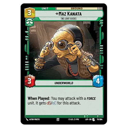Maz Kanata The Light Guides  card from the Star Wars Unlimited set Legends of the Force