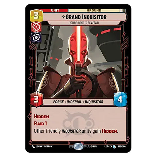 Grand Inquisitor You're Right to Be Afraid  card from the Star Wars Unlimited set Legends of the Force