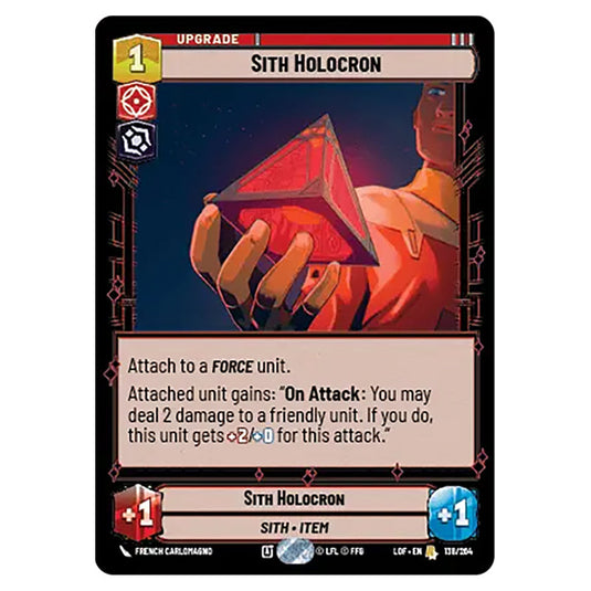 Sith Holocron  card from the Star Wars Unlimited set Legends of the Force