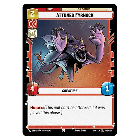 Attuned Fyrnock  card from the Star Wars Unlimited set Legends of the Force